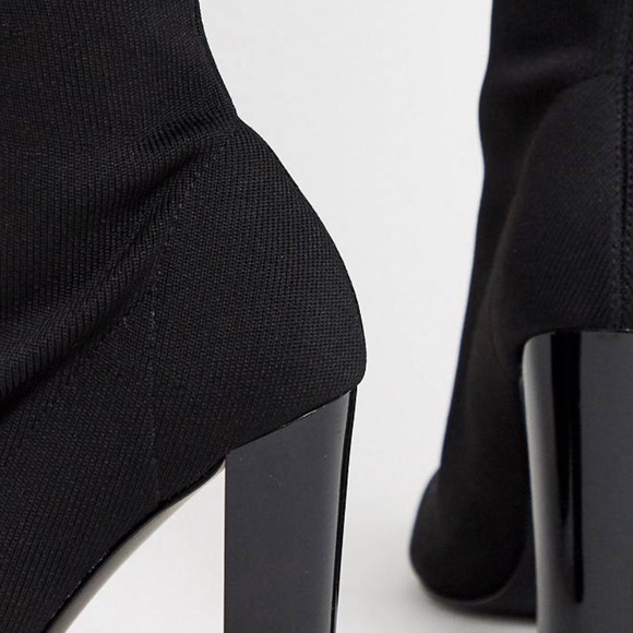 ASOS DESIGN Knitted Block Heel Thigh High Boots - Picture 3 of 7